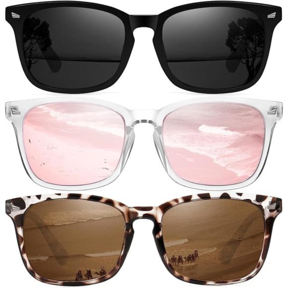 3 Pack Sunglasses Womens Trendy Classic Retro Style Polarized Sunglasses Women